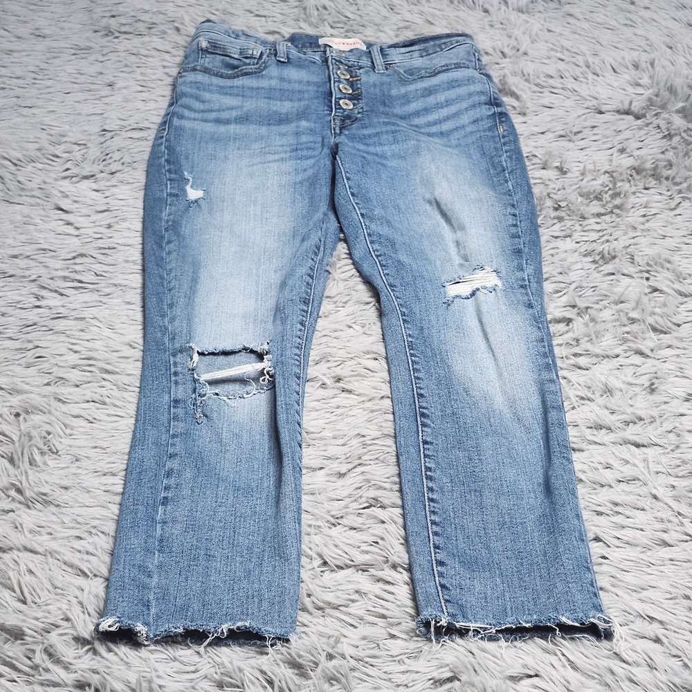 Lucky Brand Jeans Womens 4 27R Bridgette High‎ Rise Skinny Distressed Blue Denim